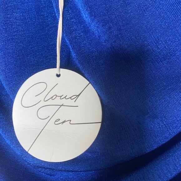 One-Shoulder Ruched Royal Blue Midi Dress By Cloud Ten Size L Stretch Party - Picture 6 of 13